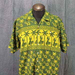 Vintage Surf Shirt - 1990s Ocean Pacific Button Down Tribal Pattern - Mens Large